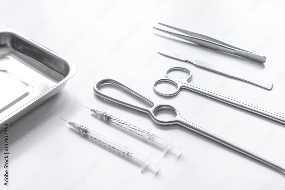 instruments for plastic surgery on white background instruments for plastic surgery on white background