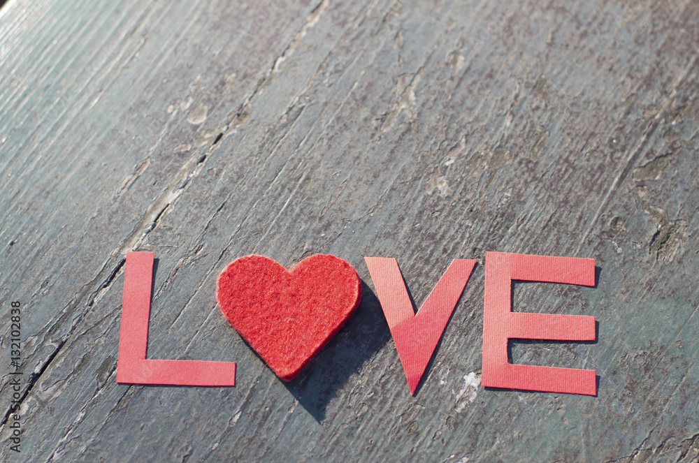 Valentines Day background with Red Heart on old Valentines Day background with Red Heart on old