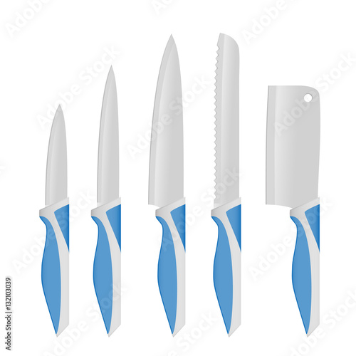 Set of kitchen knives.