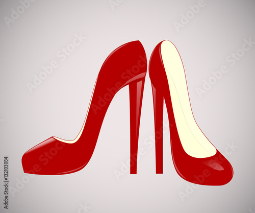 Ladies red high-heeled shoes