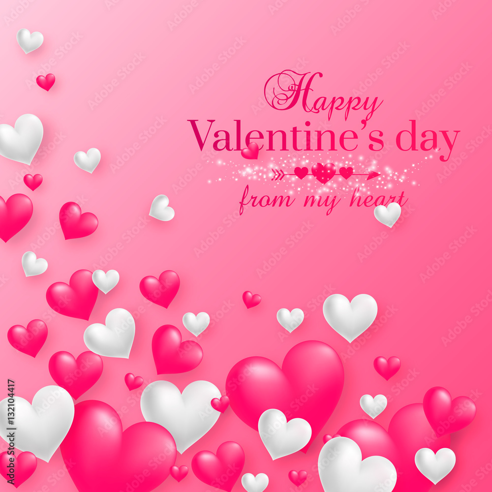 Realistic floating 3D Valentine hearts background