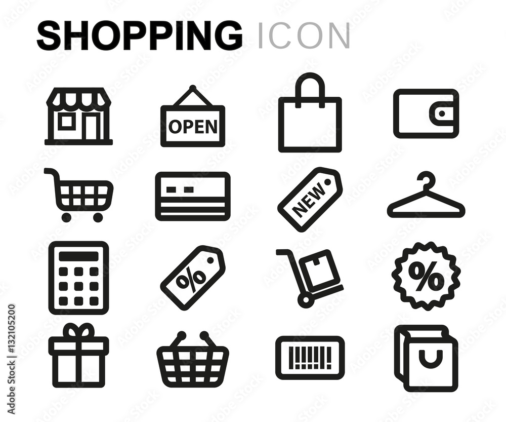 Vector line shopping icons set