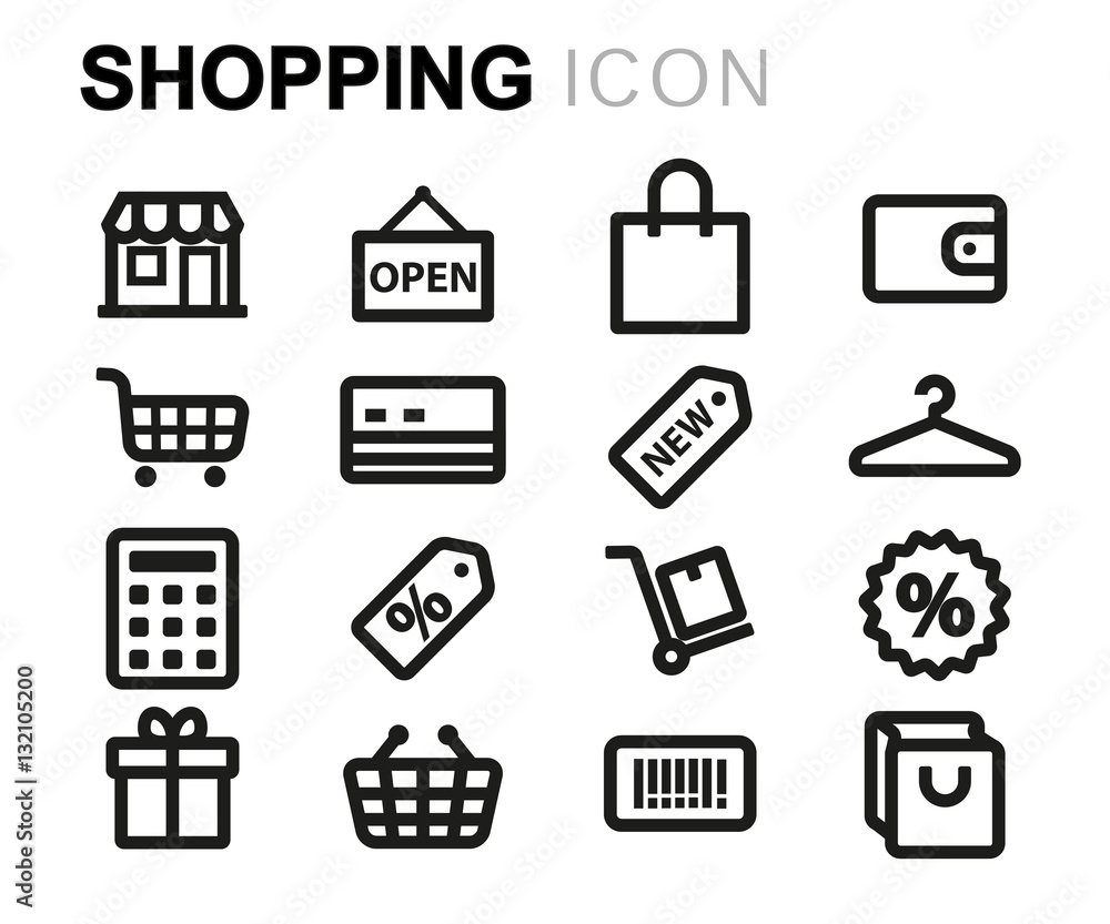 Vector line shopping icons set Vector line shopping icons set