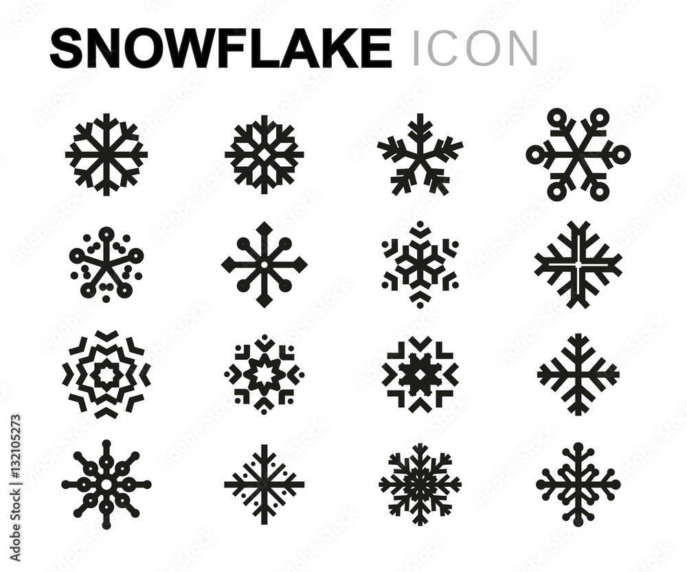 Vector line snowflake icons set