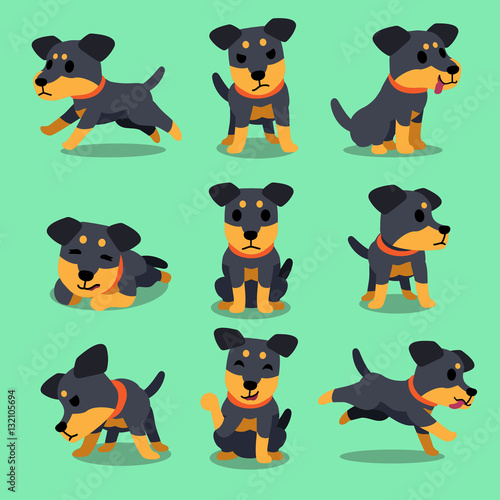 Cartoon character german hunting terrier dog poses