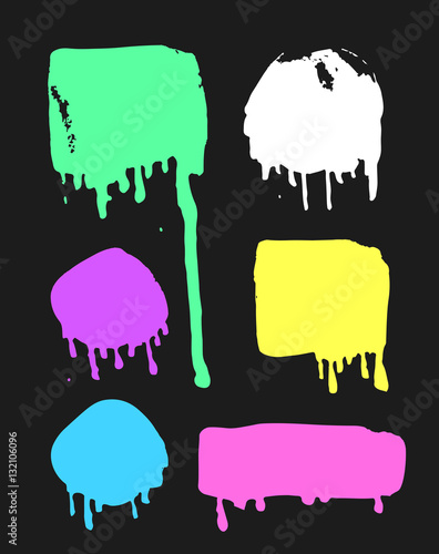 Set of hand drawn paint object for design use. Abstract brush drawing. Vector art illustration grunge splashes, drops, stains, frames, arrows, hearts, stars, blot