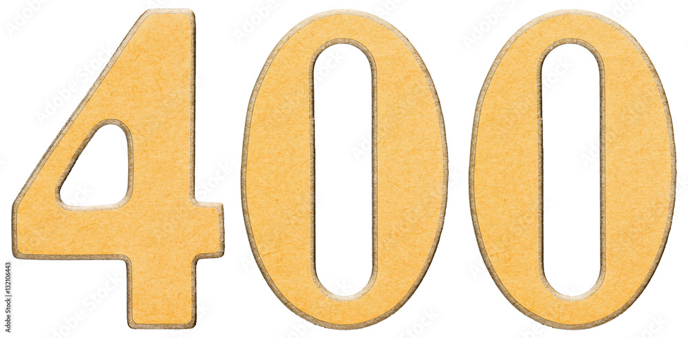 400, four hundred, numeral of wood combined with yellow insert, 400, four hundred, numeral of wood combined with yellow insert,