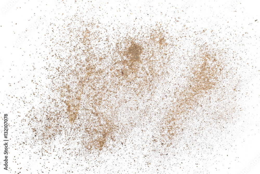 dust of soil isolated on white background, with clipping path