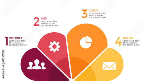 Vector cloud infographic, cycle diagram, internet technology graph, web presentation chart. Business IT concept with 4 options, parts, steps, processes.