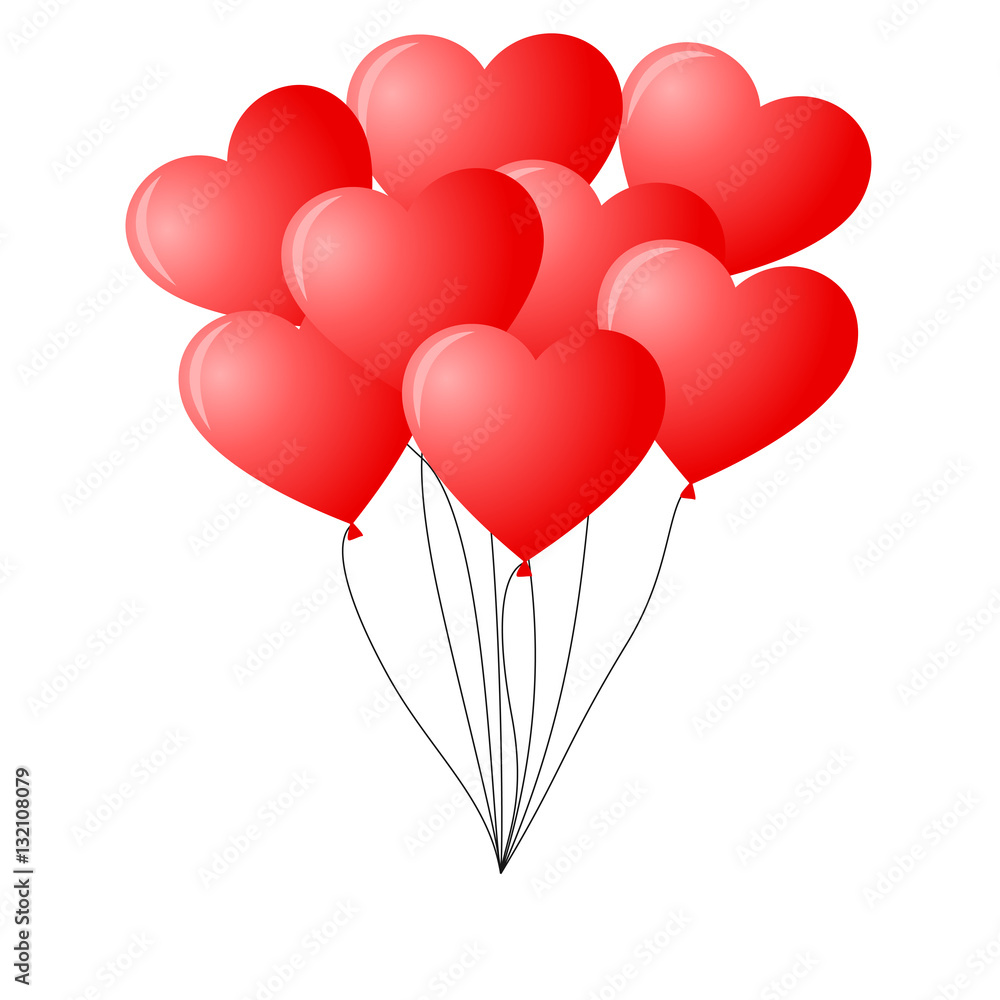 Bunch of red heart shaped balloons