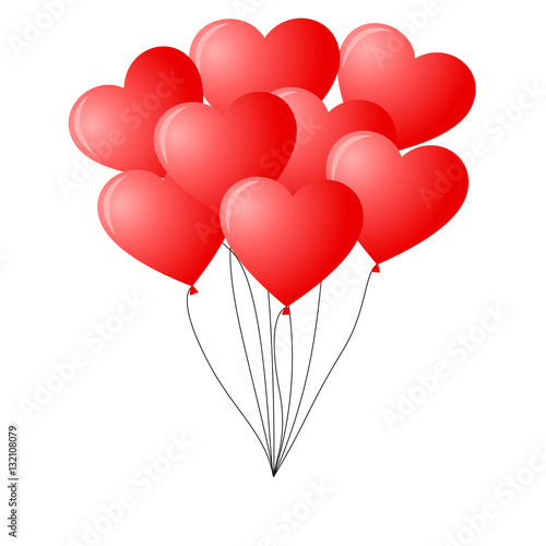 Bunch of red heart shaped balloons