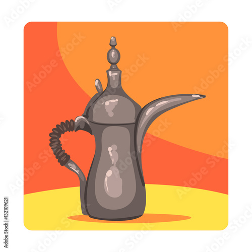 Ancient Oil Lamp Famous Touristic Attraction Of United Arab Emirates. Traditional Tourism Symbol Of Arabic Country