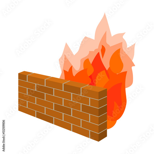 Firewall icon in cartoon style isolated on white background. Hackers and hacking symbol stock vector illustration.
