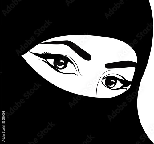 Arab woman in black and white colour.