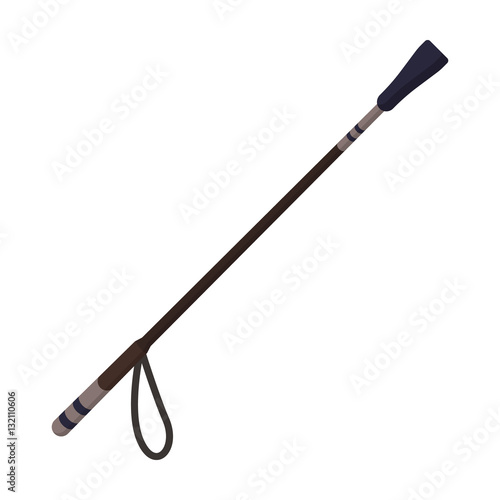 Riding whip icon in cartoon style isolated on white background. Hippodrome and horse symbol stock vector illustration.