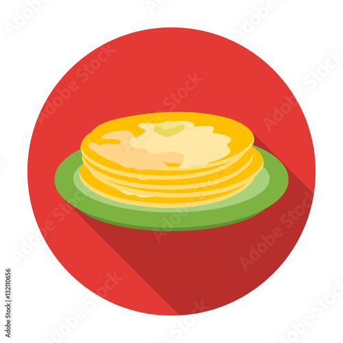Russian pancakes icon in flat style isolated on white background. Russian country symbol stock vector illustration.