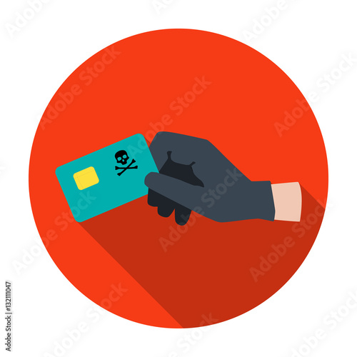 Credit card fraud icon in flat style isolated on white background. Hackers and hacking symbol stock vector illustration.