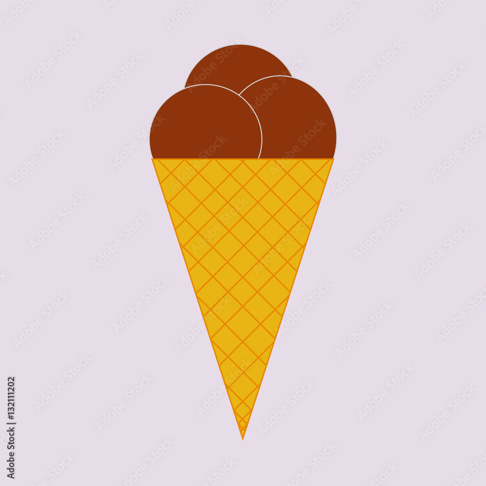 ice cream waffle cone with topping balls tasty simple food vector ice cream waffle cone with topping balls tasty simple food vector