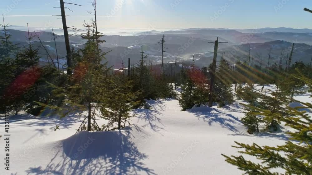 4k aerial of a winter landscape in Polish mountains. 4k aerial of a winter landscape in Polish mountains.