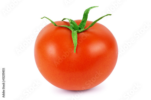 Wallpaper Mural Fresh red tomato with green stem on white background Torontodigital.ca