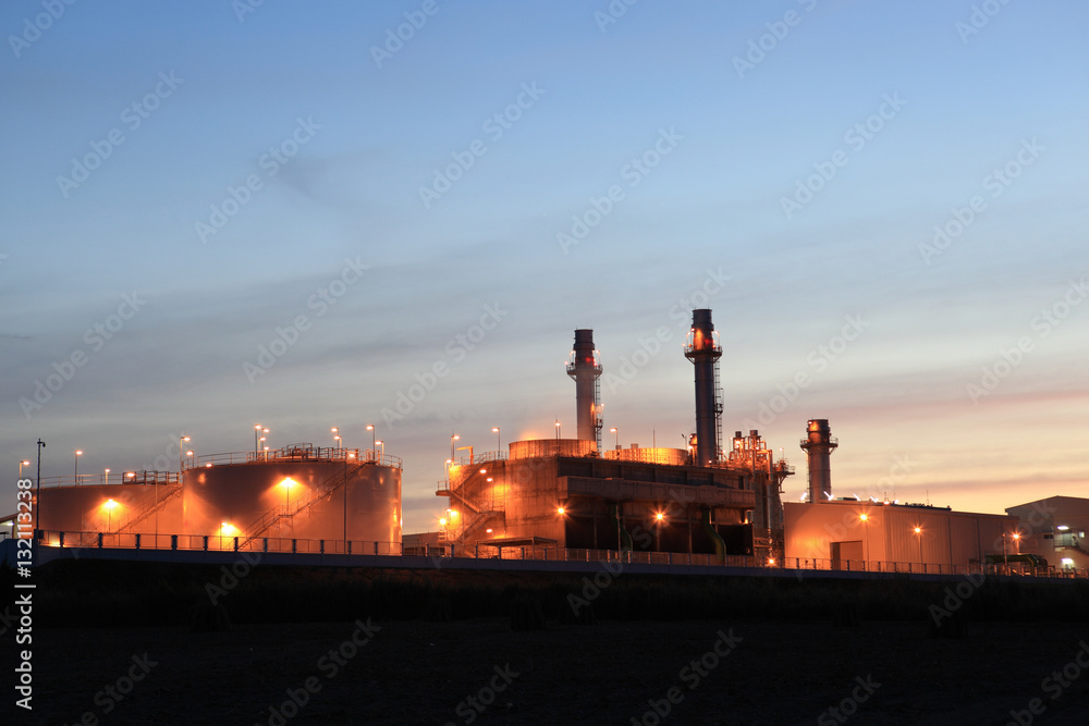 Oil refinery at twilight