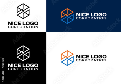 logo engineering and construction, box and cube logotype