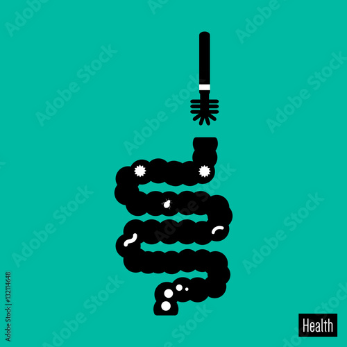 Intestine icons. Human Intestines. Purification of human colon