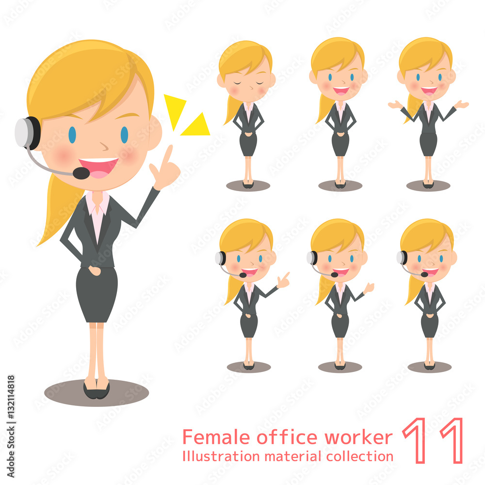 女性会社員のイラスト素材セット 女性会社員のイラスト素材セット