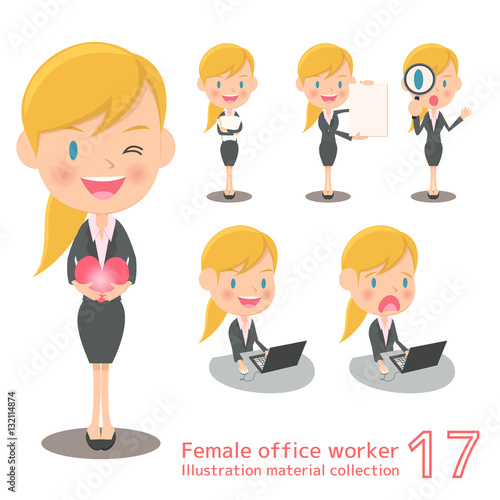 女性会社員のイラスト素材セット