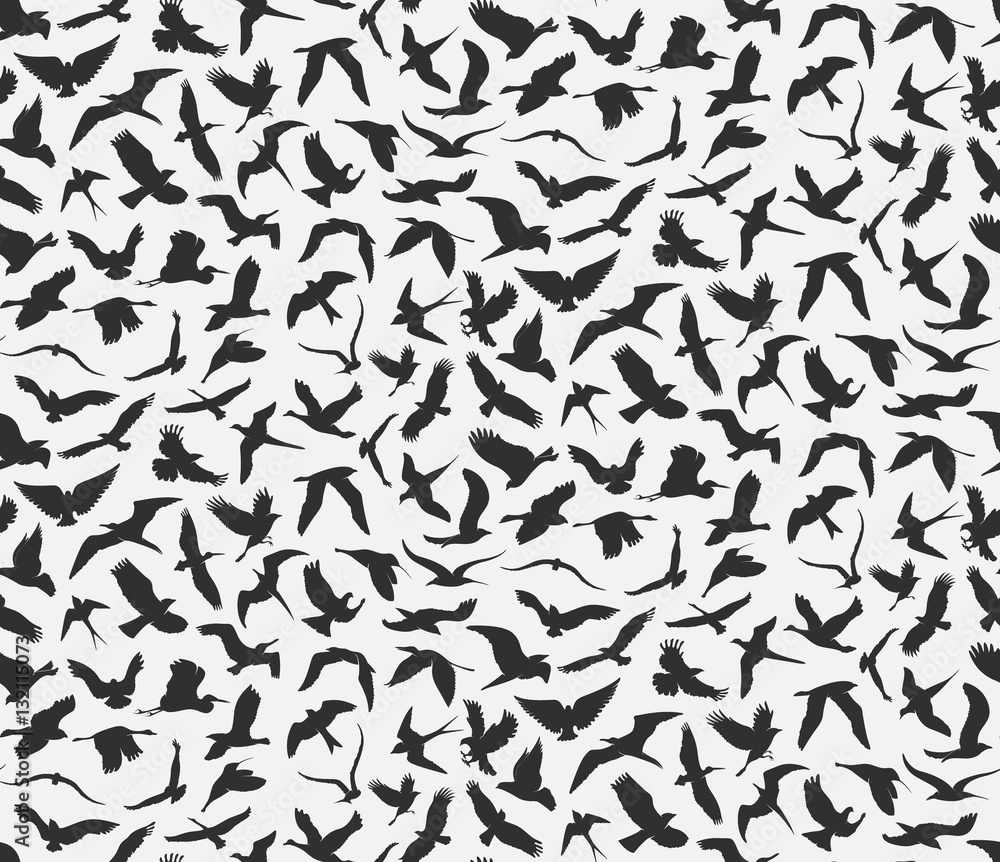 seamless pattern of flying birds