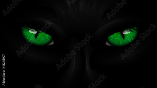 green eyes black Panther on dark