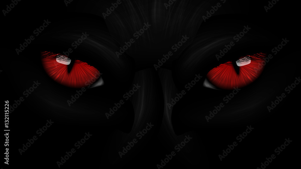Forkert Tjen Laboratorium red eyes black Panther on dark Stock Vector | Adobe Stock