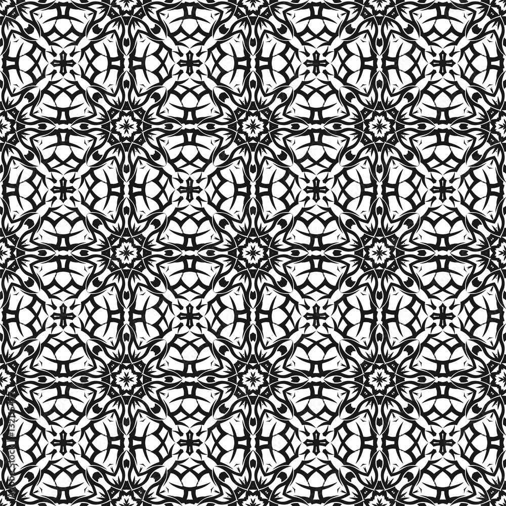 Ornamental Seamless Line Pattern. Endless Texture. Oriental Geometric Ornament