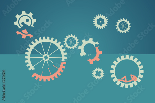 teamwork concept - lazy worker