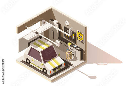 Vector isometric low poly garage icon