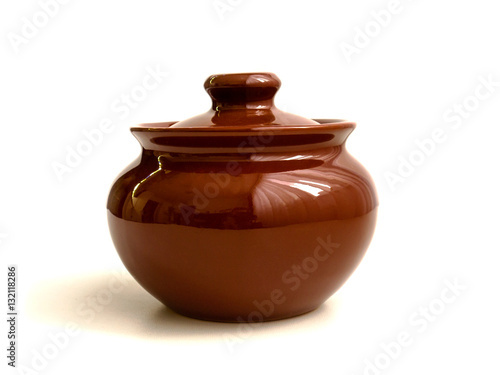 clay pot for cooking isolated on white background