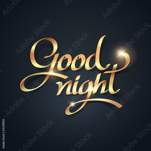 Gold ribbon of goodnight calligraphy hand lettering