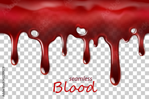 Seamless dripping blood repeatable isolated on transparent