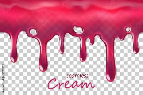 Slika na platnu Seamless dripping pink cream repeatable isolated on transparent