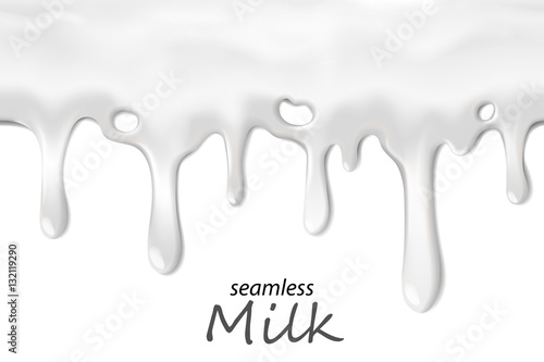 Seamless dripping milk repeatable isolated on white