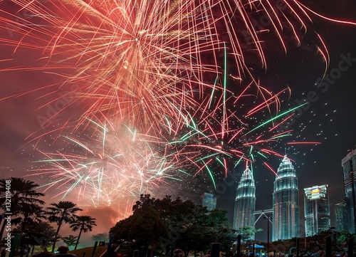 Photography Kuala Lumpur, Malaysia Celebration on 12am 31 December 2016 colorful firework fo