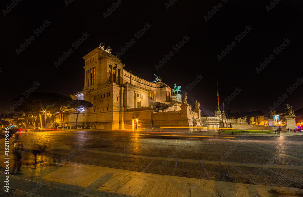 National Monument at night in Rome