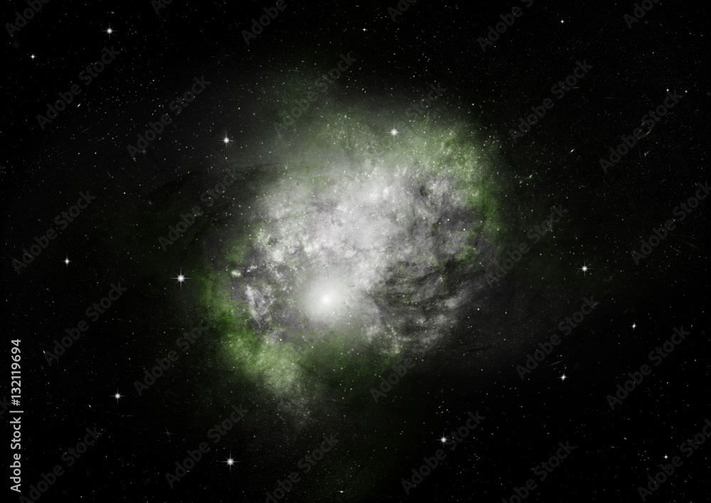 Fototapeta premium Stars, dust and gas nebula in a far galaxy