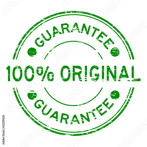 Grunge green 100 percent original guarantee round rubber stamp o