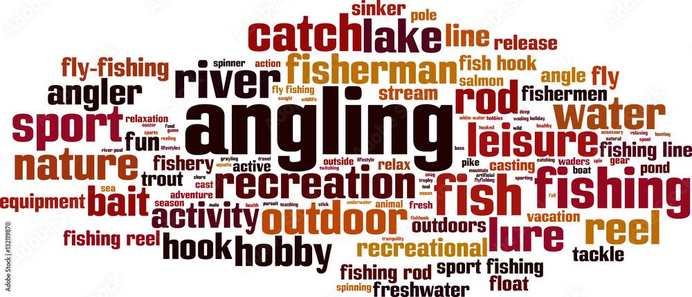 Angling word cloud concept. Vector illustration