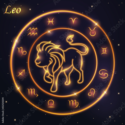 Light symbol of Lion to Leo of zodiac and horoscope concept