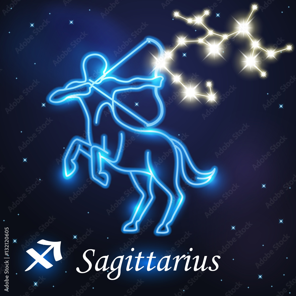 Light symbol of centaur archery to sagittarius of zodiac
