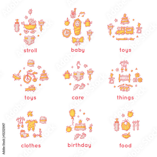 Baby. Hand drawn vintage style. Flat design vector illustration.