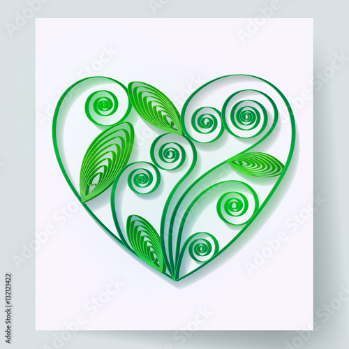 Paper art of heart plant, ecology concept and quilling style