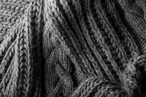 Handmade grey knitting wool texture background
